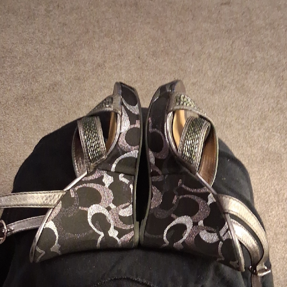 Coach Green and Silver Strappy Sandals - Picture 6 of 8